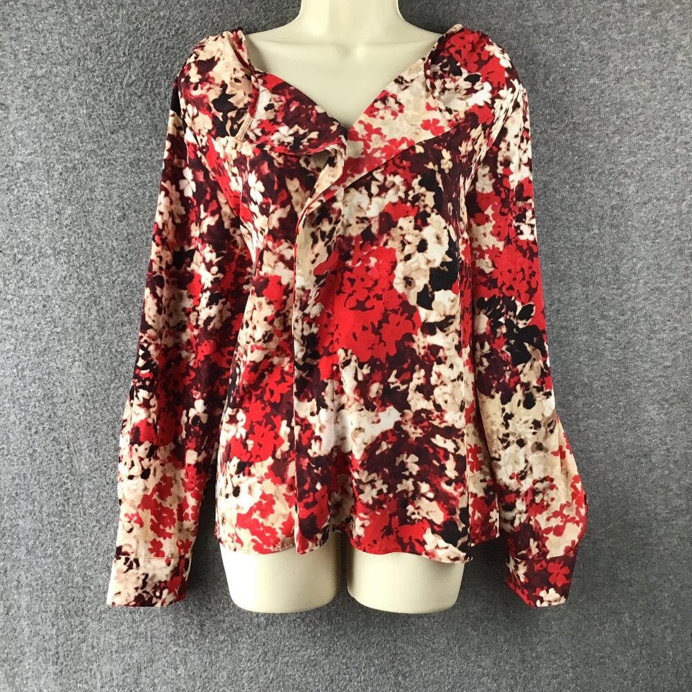 Dana Buchman Long Sleeve V-Neck Blouse Sz 14 NWOT